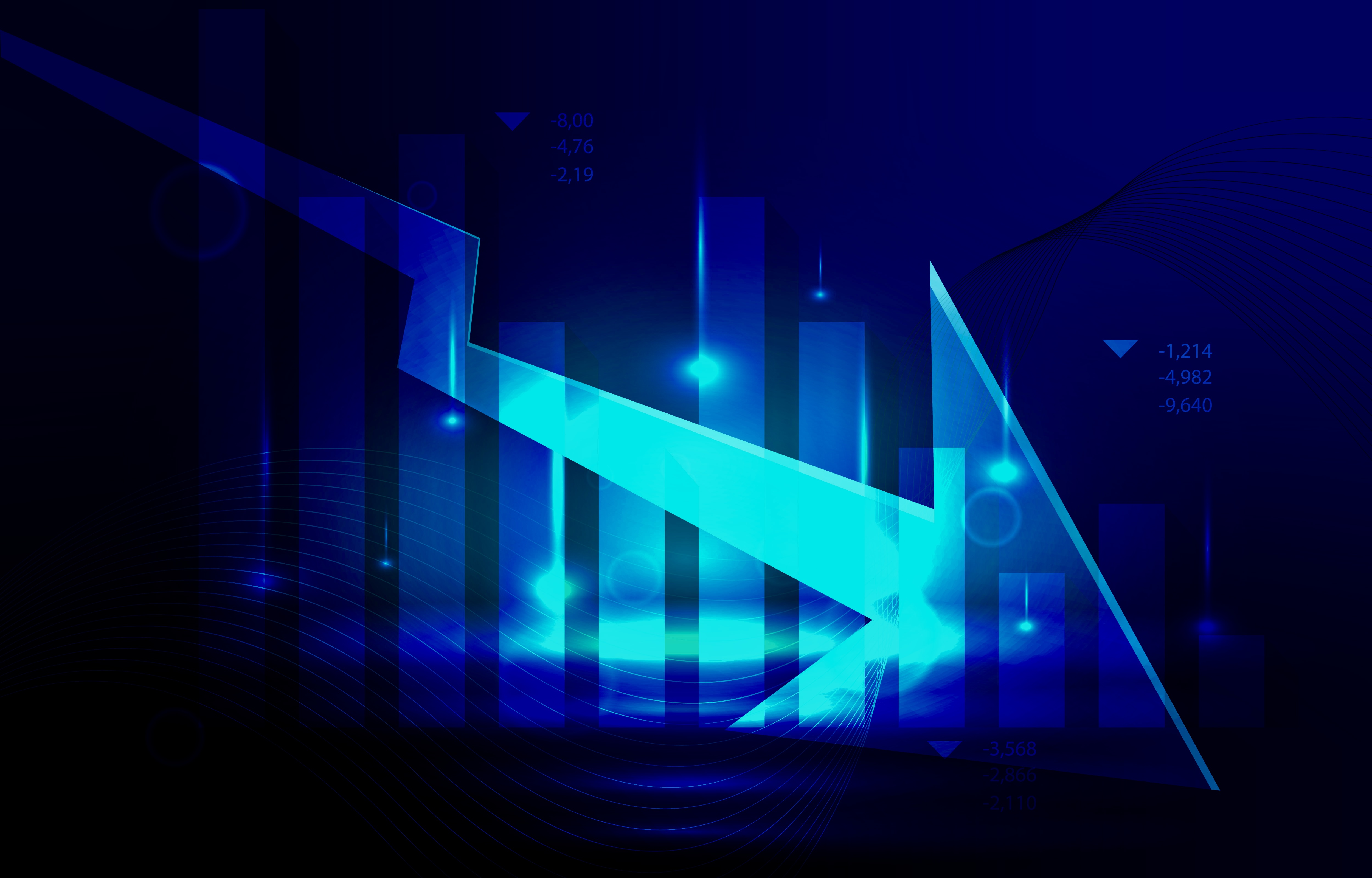 Down Arrow Negative Bar Graph Chart Depreciation Business Economic Recession